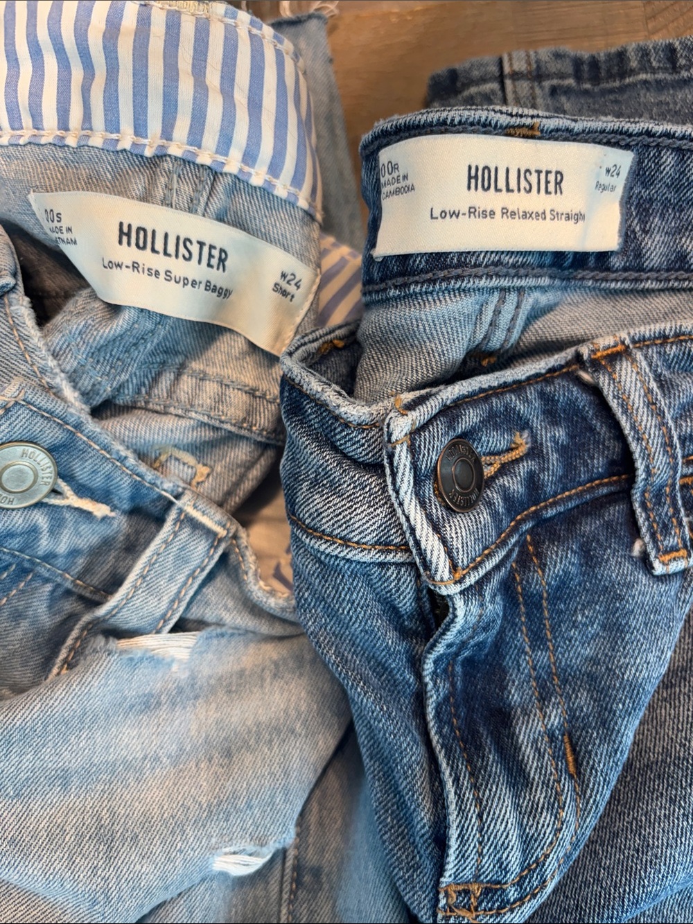 Hollister Medium Blue Denim Low-Rise Jeans Pair